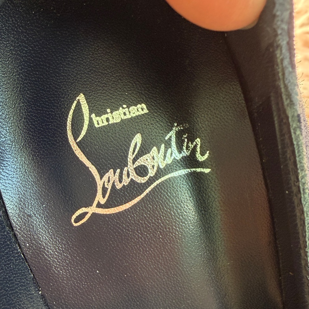 Christian Louboutin Navy Suede Platform Pumps 37.5 (Fits 7) BRAND NEW - Picture 5 of 6